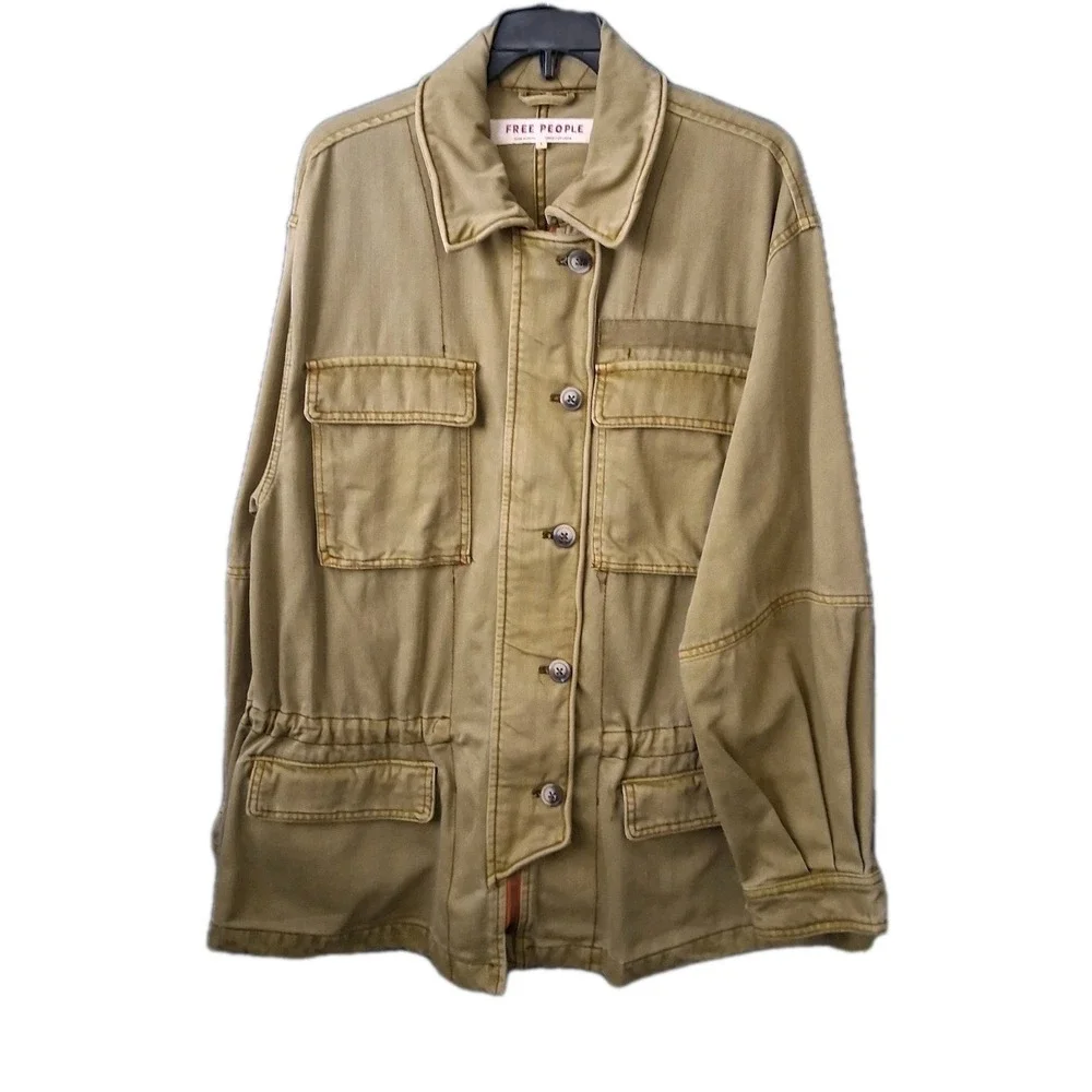 Free People Jacket Women's Small Olive‎ Utility Field Chore Barn Military Safari
